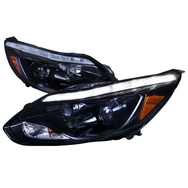 12-Up Ford Focus Projector Headlight - Glossy Black, Spec-D Tuning, Mfr#: 2LHP-FOC12G-TM